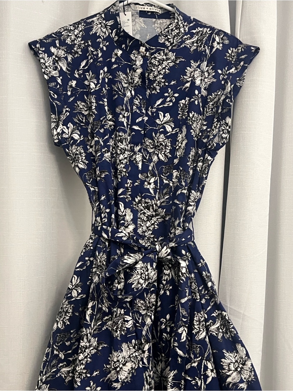 Alice & Olivia NWT Blue Lucy Floral Tassel Trim Mini Dress Sizes 8 & 10 - Picture 6 of 14